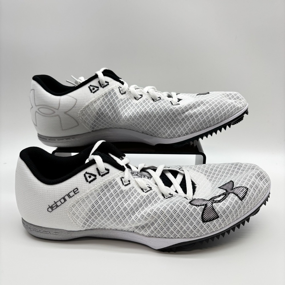 Under‎ Armour Men's Kick Distance 4 Track Spikes, Black/White, Size 12M, 13.5W